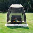 Alvantor Screen House Gazebo, 6-10-15 Person Pop Up Igloo Screened Canopy Tent with Mosquito Netting Sides, Instant UV Resistant Sun Shelter for Garden, Patio, Backyard (Beige)