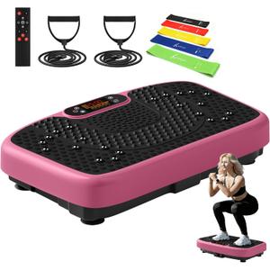 SoftGym Vibration Plate Exercise Machine for Lymphatic Drainage,Power Vibrate Stand Shake Board 450 Lbs Capacity Whole Body Workout Waver with Fitness Resistance Bands Weight Loss Gifts for Women Men