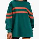 Panadila Womens Oversized Crewneck Sweatshirt Striped Pullover Long Sleeve Tunic Tops to Wear with Leggings XL