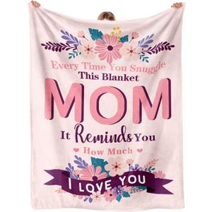 Birthday Gifts for Mom, The Best Mom Ever Gifts from Daughters/Son, Pink Soft Throw Blanket for Moms - 50x60in