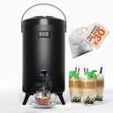 Insulated Beverage Dispenser-NON HEATING-75 Cup Cold Drink Beverage for Catering-Stainless Steel Iced Beverage Dispenser 12 L/3.2 Gallon Coffee Dispenser with Spigot for Tea,Juice (black)