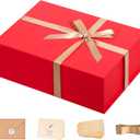 LIFELUM Red Christmas Gift Box 13.85 x 8.35 x 4.45 inch Large Gift Boxes with Magnetic Closure Luxury for Gifts Box Contains Card, Ribbon, Shredded Paper Filler Wedding, Halloween, Birthday