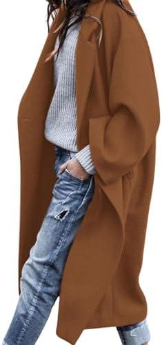 PRETTYGARDEN Womens Winter Coats 2025 Trendy Long Sleeve Notch Lapel Button Long Jackets Casual Oversized Vacation Outfits Medium