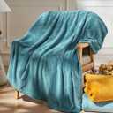 NEWCOSPLAY Super Soft Throw Blanket Dark Blue Premium Silky Flannel Fleece Leaves Pattern Lightweight Bed Blanket All Season Use (Dark Blue, Throw(50"x60"))