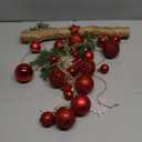 Christmas Wall Hanging Decor with Light Wooden Branch Christmas Door Hanging Decorations Xmas Wall Art with Artificial Plants Red Ornament for Winter Holiday Kitchen Dining Room Decor