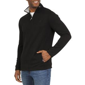 Chaps Men's Regular Fit Long Sleeve Midweight Quarter Zip Fleece Pullover Sweater (S-XXL) (American Black)