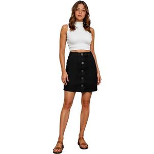 Lexi Womens Super Comfy Stretch Denim Skirt
 Black 16