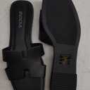 Soda Knit ~ Women Square Toe H-Band Flat Slide Sandals Black Size 8