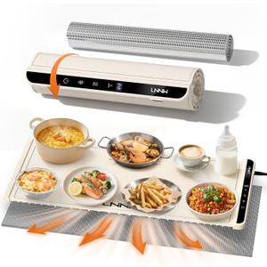 Extra Large Food Warming Mat with Heat-Resistant Pad, 36X15 Inch, 6 Temperature & 6 Timer Settings, Child Lock Safety, Fits More Dishes for Family Dinners and Parties (Warm White)
