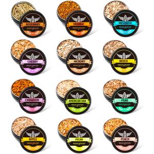Natural Wood Chips for Cocktail Smoker, 12 Flavors Wood Chips Including Apple,Cherry,Oak,Mesquite,Pecan,Pear,Peach,Hickory,Beech,Organge, Rosemary,Cinnamon, Gifts for Men,Dad,Husband