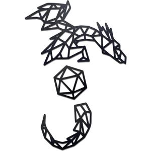 Noxozoqm Dragon Dice Wall Decor Black Metal Wall Art Geometric Home Decor Dragon Wall Art Decor for Living Room Bedroom Teenager Boy Game Room Tavern