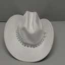 Verdusa Women's Western Boho Cowboy Hat Rhinestone Sequin Wide Brim Cowgirl Hat (White)