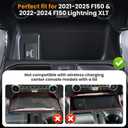 Center Console Compartment Cover for Ford F150 2021-2025 & Lightning XLT 2022-2024, Front Interior Storage Cubby Lid Hidden Secret Pocket Panel with USB Hole (For Open Pocket in Front of Shifter)