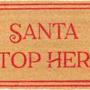 KAF Home Holiday Coir Doormat with Heavy-Duty, Weather Resistant, Non-Slip PVC Backing | 17 by 30 Inches, 0.6 Inch Pile Height | Perfect for Indoor and Outdoor Use (Santa Stop Here)