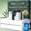 DECOLURE 100% Viscose Derived from Bamboo Sheets Queen Size 6pcs - Ultra Soft & Luxuriously Cooling, 17" Deep Pocket, Double Stitching, Perfect for Hot Sleepers - Queen Bed Sheets (White)