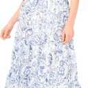 Vince Camuto Women's Off the Shoulder Puff Sleeve Smocked Waist Midi Dress (Blue, M)