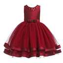 Glamulice Burgundy Flower Girl Dress Ruffles Vintage Embroidered Lace Dresses Christmas Bridesmaid Birthday Party Gown Pageant Holiday Princess Prom Dance Kids Formal Ball Gown Red 10 11, Size 150