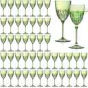 Green Plastic Glasses 7.4oz Plastic Goblet Glasses with Stem Detachable Disposable Crystal Glasses Wedding Glassware Set For Ceremony Anniversary Reception (48, Green)