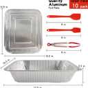 JOYOFUN 10 Pack Aluminum Pans With Lids,12.5x10.2 Extra Heavy Duty Durable Disposable Aluminum Foil Pans,Half Size Deep Steam Table Pans -Baking Pans for Cooking,Food Prepping,Party Holidays BBQ