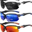 XVXV 3 Pack Polarized Sports Sunglasses for Men, UV Protection Half Frame Sunglasses Comfortable for Running Cycling Driving