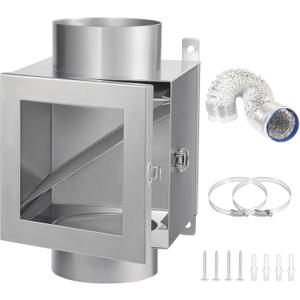 Dryer Duct Lint Trap,Transparent Door Lid Dryer Lint Trap,Metal Indoor Dryer Vent Kit with 4inch 8FT Dryer Vent Hose,2 Metal Filter Screens,2 Clamps,For Electric Clothes Dryers