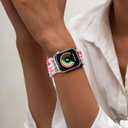 JR.DM Beaded Bracelet Compatible with Apple Watch 40mm 38mm 41mm 42mm Women Kids Girls Cute Fashion Preppy Stack Handmade Elastic Watch Strap for iWatch Series 11/10/9/8/7/SE/6/5/4/3/2/1 (Colorful)