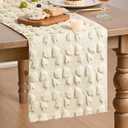 Artoid Mode Beige Soft Plush Faux Fur Jacquard Bows Table Runner, Valentine's Kitchen Dining Table Decoration for Home Party Decor 13x36 Inch