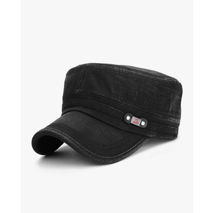Glamorstar Unisex Cadet Army Cap Washed Cotton Twill Military Corps Hat Flat Top Cap Grey