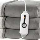 Electric Heated Blanket 72"x84" Full Size for Safe Overnight Sleeping, Dual-Sided Microplush & Sherpa for Bed Use, 4 Heat Settings & 10 Hours Auto Off, Cozy Relaxing, Machine Washable-Light Gray