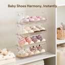 HBlife Clear Acrylic Kids Shoe Rack Baby Toddler Shoe Storage Organizer for Closet Floor Entryway Bedroom, 4 Tier Stackable Small Shoe Rack Shelf Display Stand