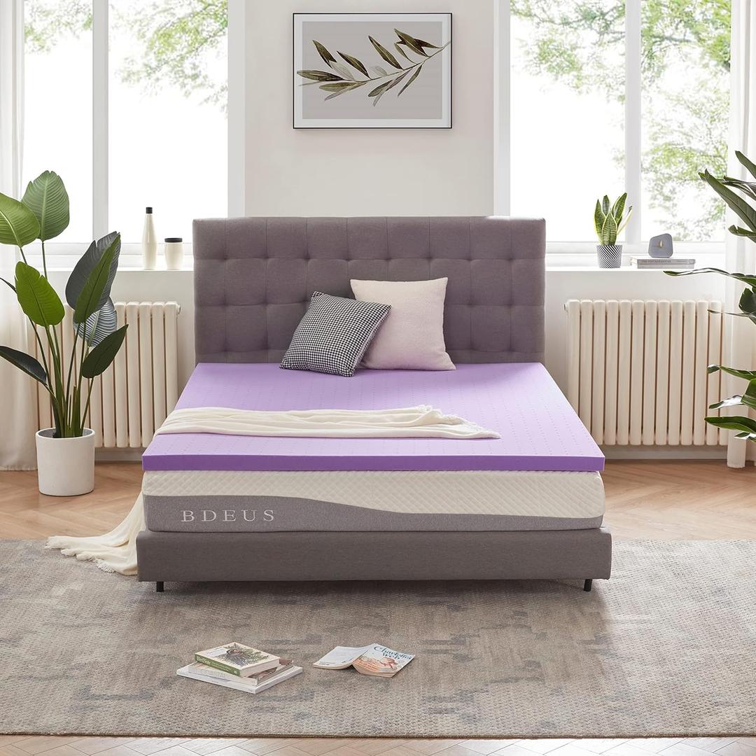 SINWEEK 2 Inch Gel Memory Foam Mattress Topper Ventilated Soft Pressure Relieve Mattress Pad, Breathable Bed Topper, CertiPUR-US Certified, King Size