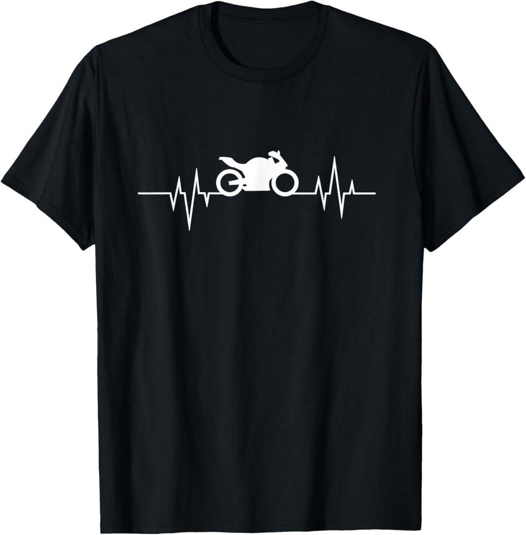 motorcycle heartbeat for motorcyclist and biker T-Shirt, 2XL