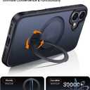 360 Rotatable Magnetic Stand for iPhone 16 Case Compatible with Magnetic 16FT Military Drop Protection, Anti-Scratch/Fingerprint Shockproof iPhone 16 Phone Case(Matte-Black)