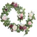 Ling's Moment 5FT Dusty Rose Artificial Flower Garland Blush Rose Leaves Floral Garland Arch Flowers Vine for Wedding Party Backdrop Decor Mantel Home Table Centerpieces Wall Decorations Cream