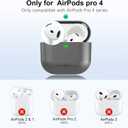RFUNGUANGO for AirPods 4 Protective Case, Compatible with AirPods 4th Generation (2024), Drop-Proof Protective Case with Phone Holder Function, Magnetic Cover Lock, Grey