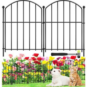 Decorative Garden Fence 17in (H) x10ft (L), Arched Rustproof Metal No Dig Fence for Dogs & Rabbit, Ornamental Animal Barrier for Flower Beds, Border Panels Fencing for Yard & Patio Outdoor Decor
