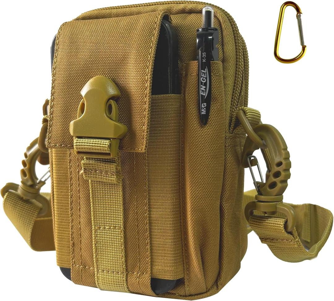 Fanny Pack Waist Bag Bum Bag for Women & Men, Outdoor Waist Pack with 1 Mini Carabiner, Ideal for Fly Fishing, Hiking, Climbing & Casual Usekhaki)