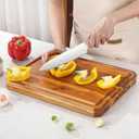 Large wood Cutting Board for Kitchen with Juice Handles Chopping Board Cheese Charcuterie Board (Striped cutting board)