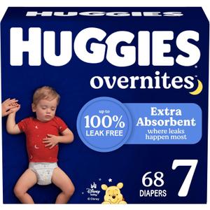 Huggies Size 7 Overnites Baby Diapers: Overnight Diapers, Size 7 (41+ lbs), 68 Ct (2 Packs of 34)