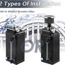 RULLINE Oil Catch Can Square Shape Aluminum Reservoir with Breather Filter 500ML Black