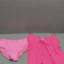 Aleumdr Womens Tankini Swimsuit Flower Flyaway Two Piece Bathing Suit Bandeau Swim Top with High Waisted Bottom (Medium, Hot Pink)