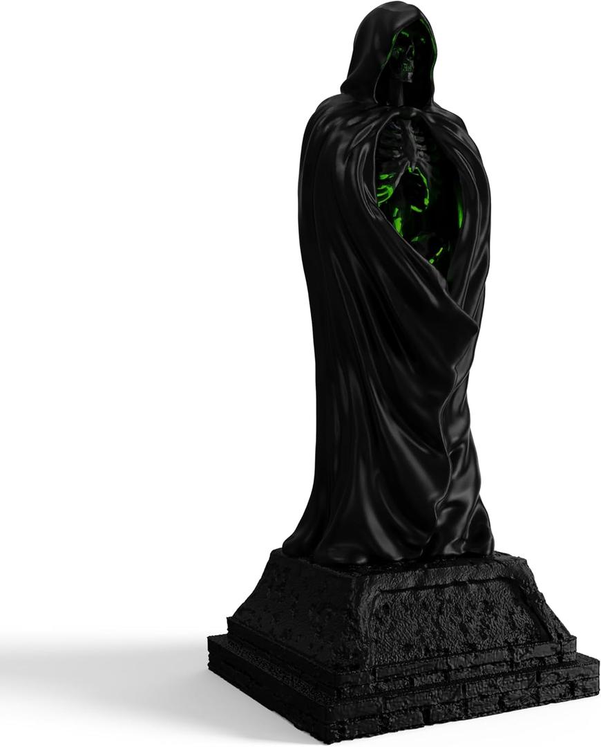 GonGoo Resin Gothic Decor Indoor, Light Up Ghosts of Gothic Room Decor, Cool Black Ghost Figure with The Cloak Grim Reaper, Suitable for Placing in The Home, with a Vintage and Fantasy Home Decor