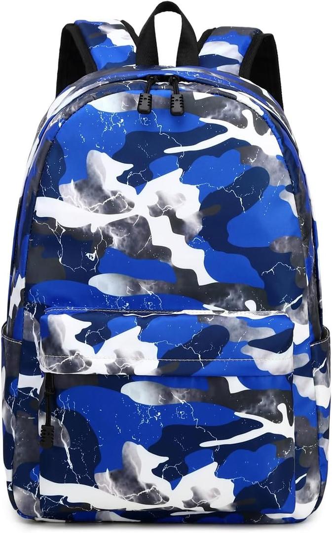 Lmwzh Backpack For Boys Girls Elementary Waterproof teen School Bags Kids Bookbag Lightweight Camo Blue