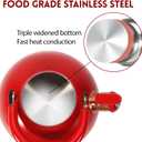 Tea Kettle,Whistling Tea Kettle Stovetop 2.6 Quart, Tea Pots for Stove Top Food Grade Stainless Steel,Wood Pattern Handle,Christmas Gift(Red),With Anti Scald Towel