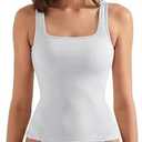 SUUKSESS Women Padded Cotton Ribbed Long Tank Tops 2025 Summer Going Out Basic Scoop Neck Cami Tops Medium