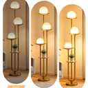 Lightdot Globe Floor Lamp with Shelf 3-Lights Modern Dimmable Floor Lamps for Wedding/Party, 3000K Warm White Bulbs Included, Gold Tall Standing Lamp for Living Room/Bedroom/Sofa Beside/Corner Decor