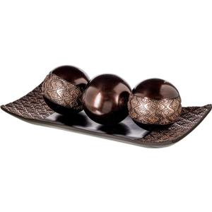 Creative Scents Dublin Brown Decorative Tray & Orb Set - 4-Piece Centerpiece for Living Room, Dining Room & Entry Table Decor