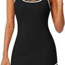 TQD Tennis Dress for Women Athletic Striped Knitted Sweater Tank Mini Active Casual Club Golf Dresses 2025 Trendy, Black, M
