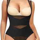 Nebility Thong Shapewear Bodysuit for Women Tummy Control Body Shaper Faja Seamless Waist Trainer Corset Stomach Girdles, M
