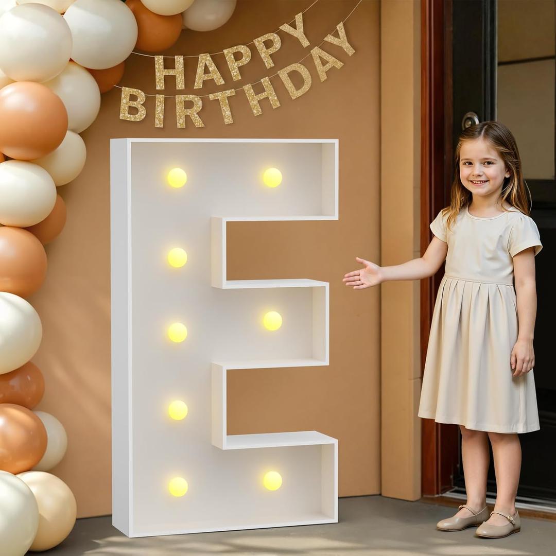 imprsv 3FT Marquee Letters, Mosaic Light Up Letters for Birthday Baby Shower Wedding Engagement Party Backdrop Decor, Large Marquee E for Party Decorations